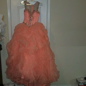 Coral /quinceañera dress, worn once, size 6